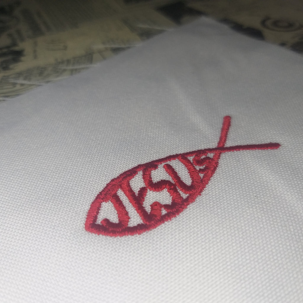 Ichthys - Jesús Símbolo Religioso del Pez - Diseño de Bordado a Máquina