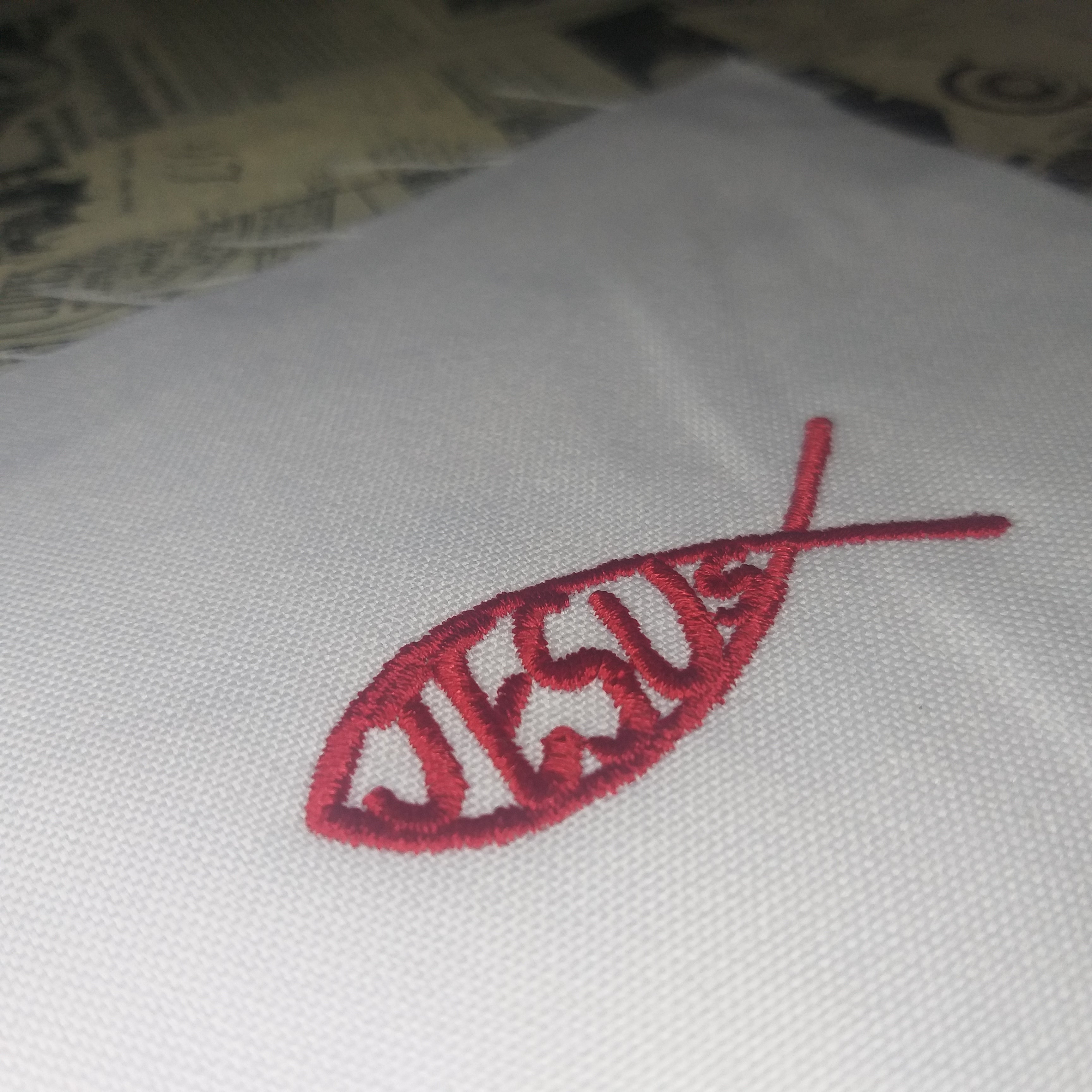 Ichthys - Jesús Símbolo Religioso del Pez - Diseño de Bordado a Máquina