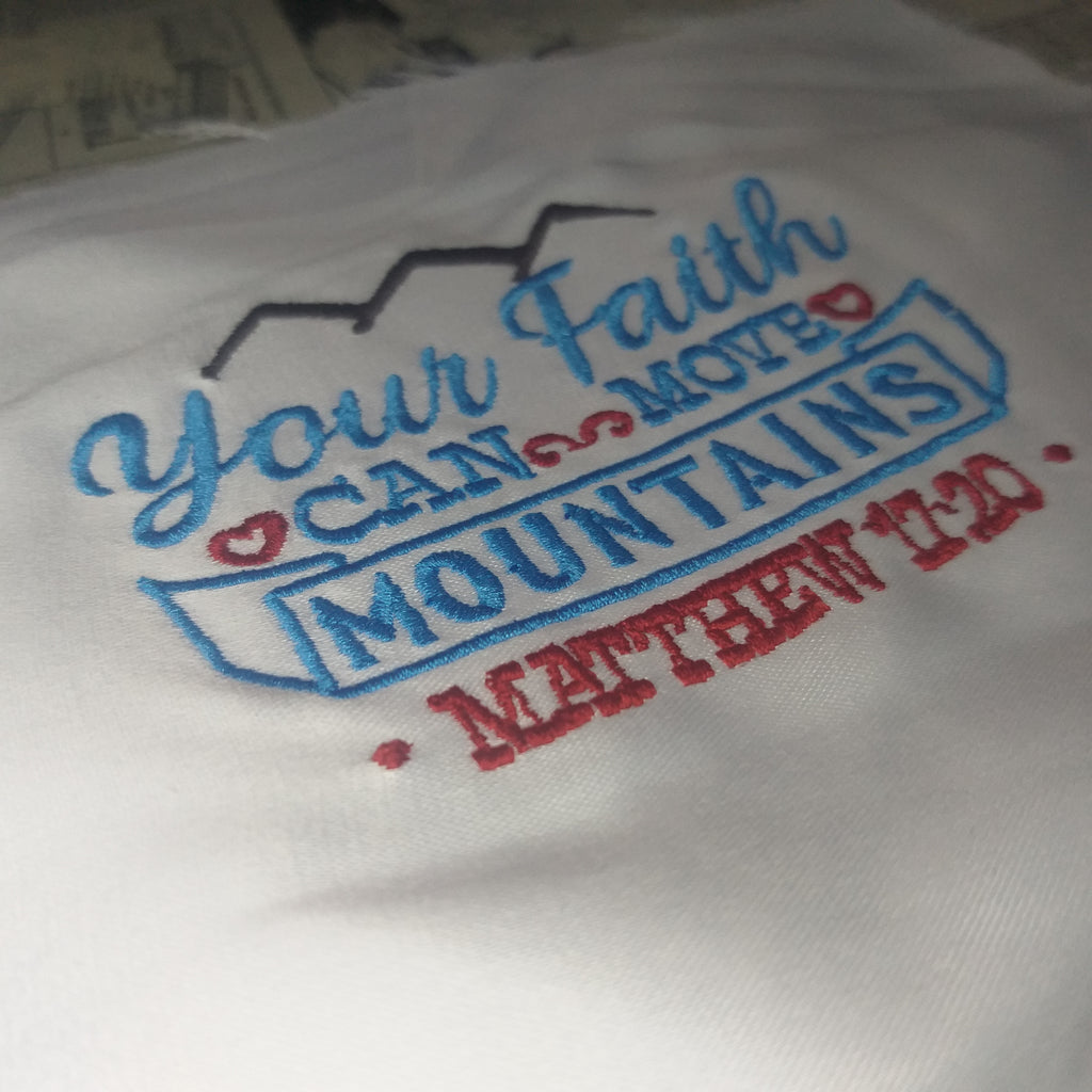 Tu fe puede mover montañas - Diseño de bordado