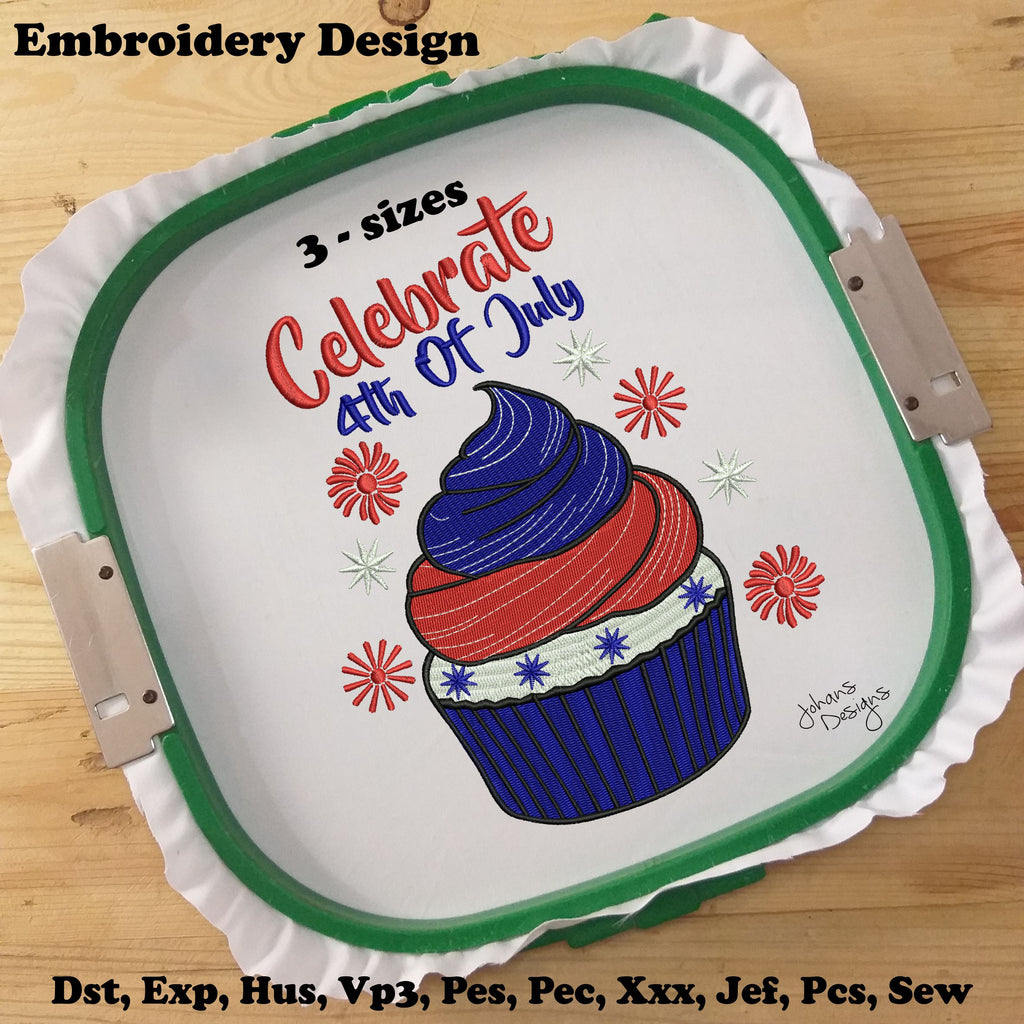 4th of July Cupcake Celebrate - Embroidery Design