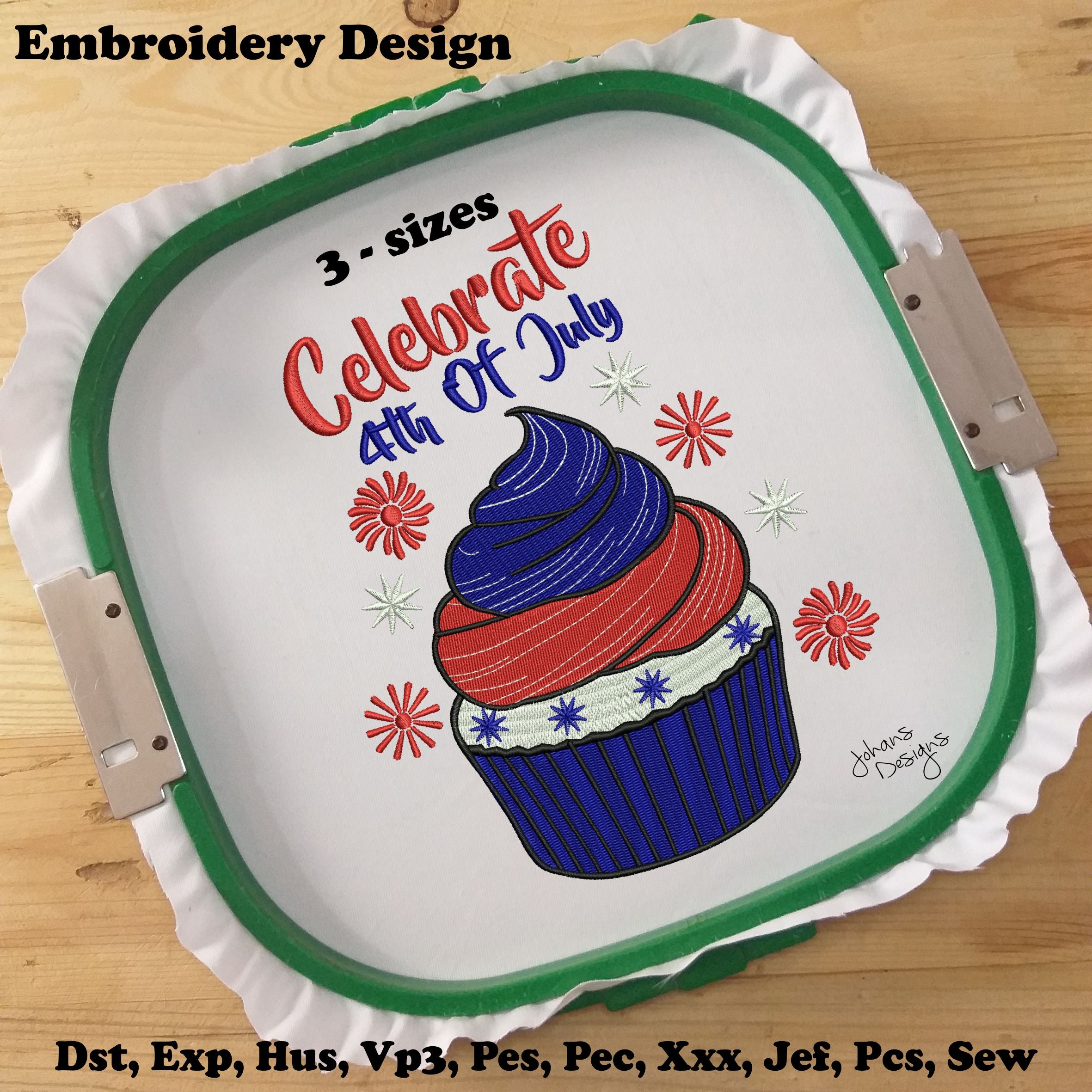4th of July Cupcake Celebrate - Embroidery Design