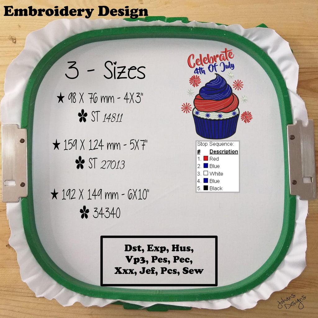 4th of July Cupcake Celebrate - Embroidery Design