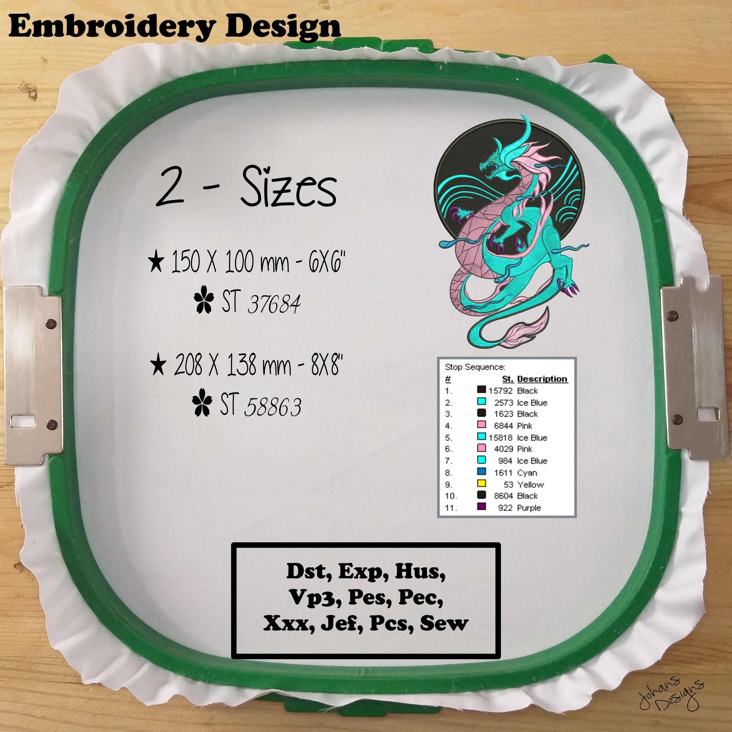 Akali Dragon KDA - League of Legends Embroidery Design
