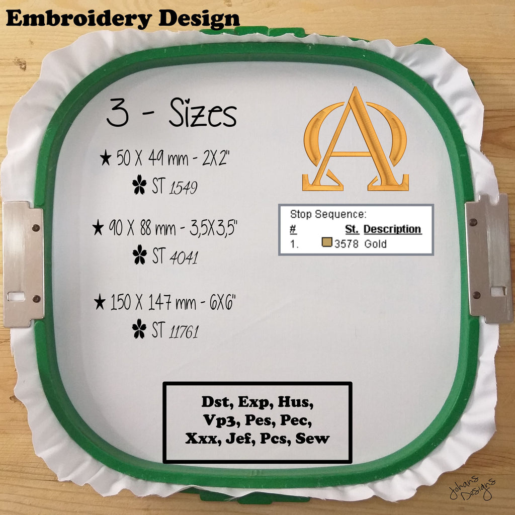 Diseño de Bordado Religioso Alfa y Omega