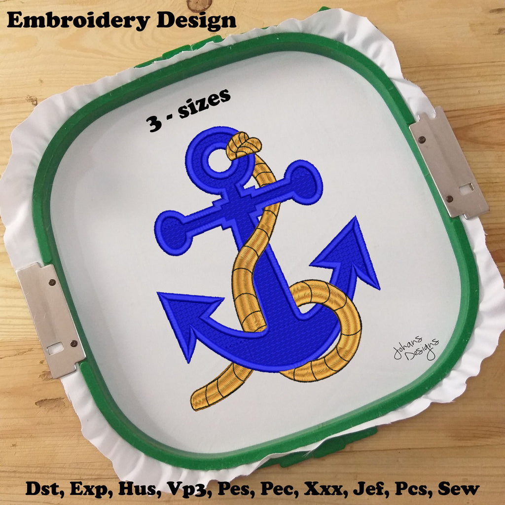Anchor With Rope - Machine Embroidery Design