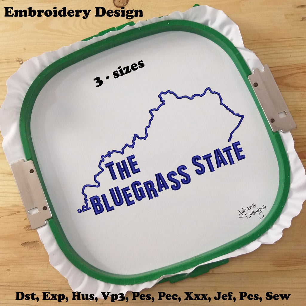 The BLUE GRASS STATE - Embroidery Design