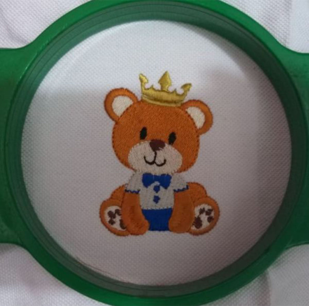Sitting Baby Teddy Bear with Crown - Machine Embroidery Design