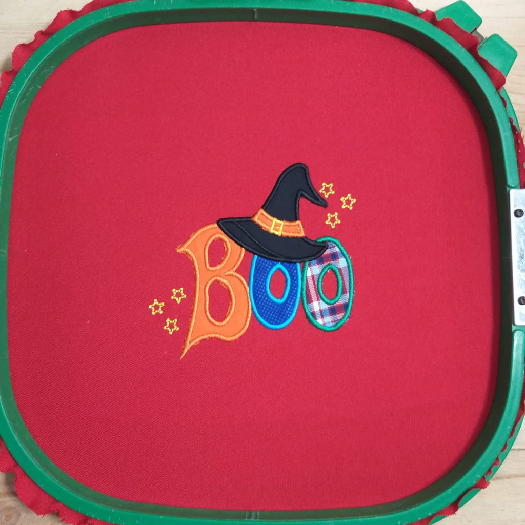 Applique Boo Witch Hat Halloween - Embroidery Designs