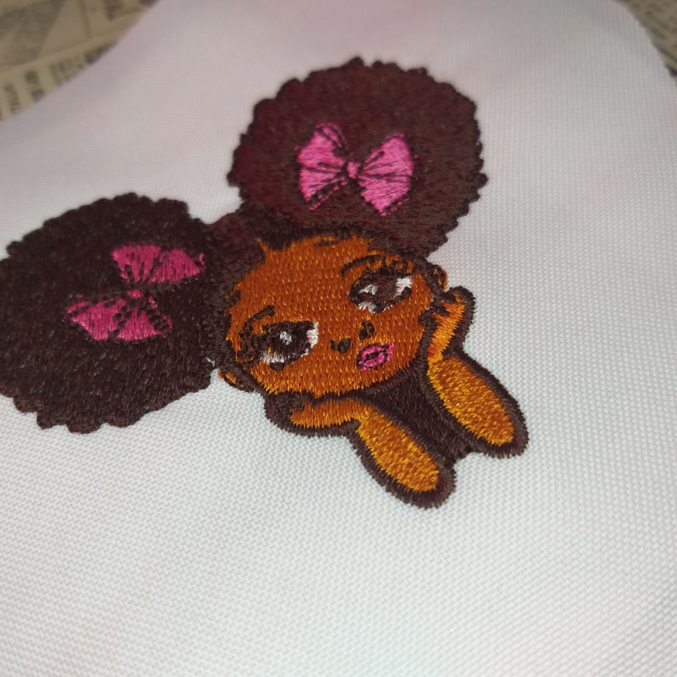 Cute Girl With doll Face style and Afro Hair - Machine Embroidery Design