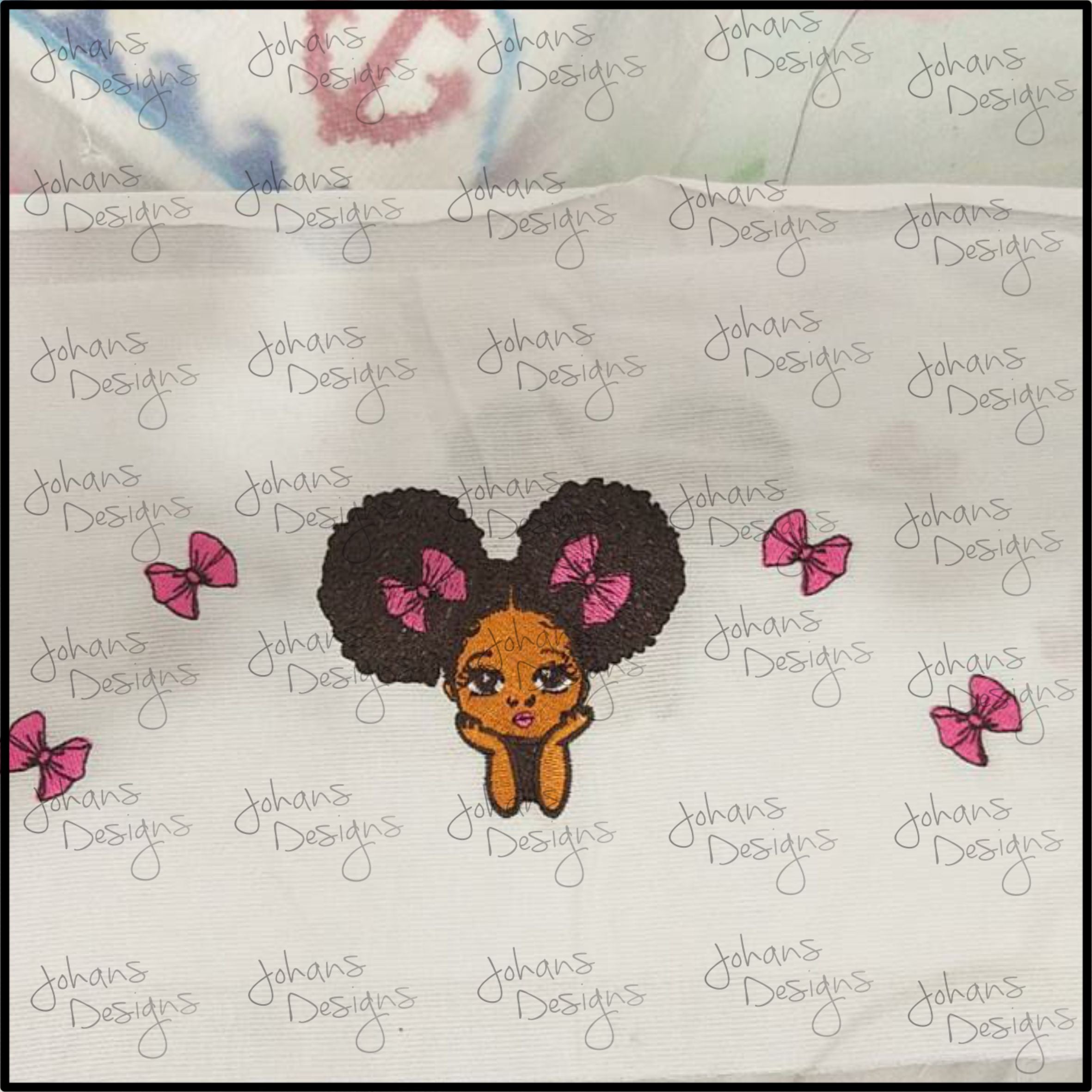 Cute Girl With doll Face style and Afro Hair - Machine Embroidery Design