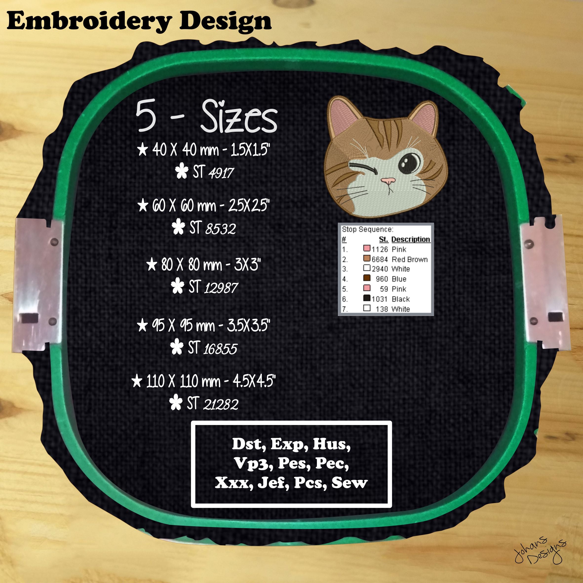 Little Cat Face - Kitty Head - Machine Embroidery Design