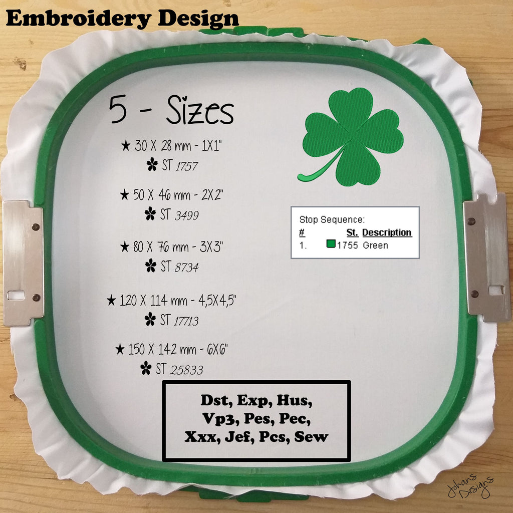 Green Clover - Embroidery Design - San Patrick Day