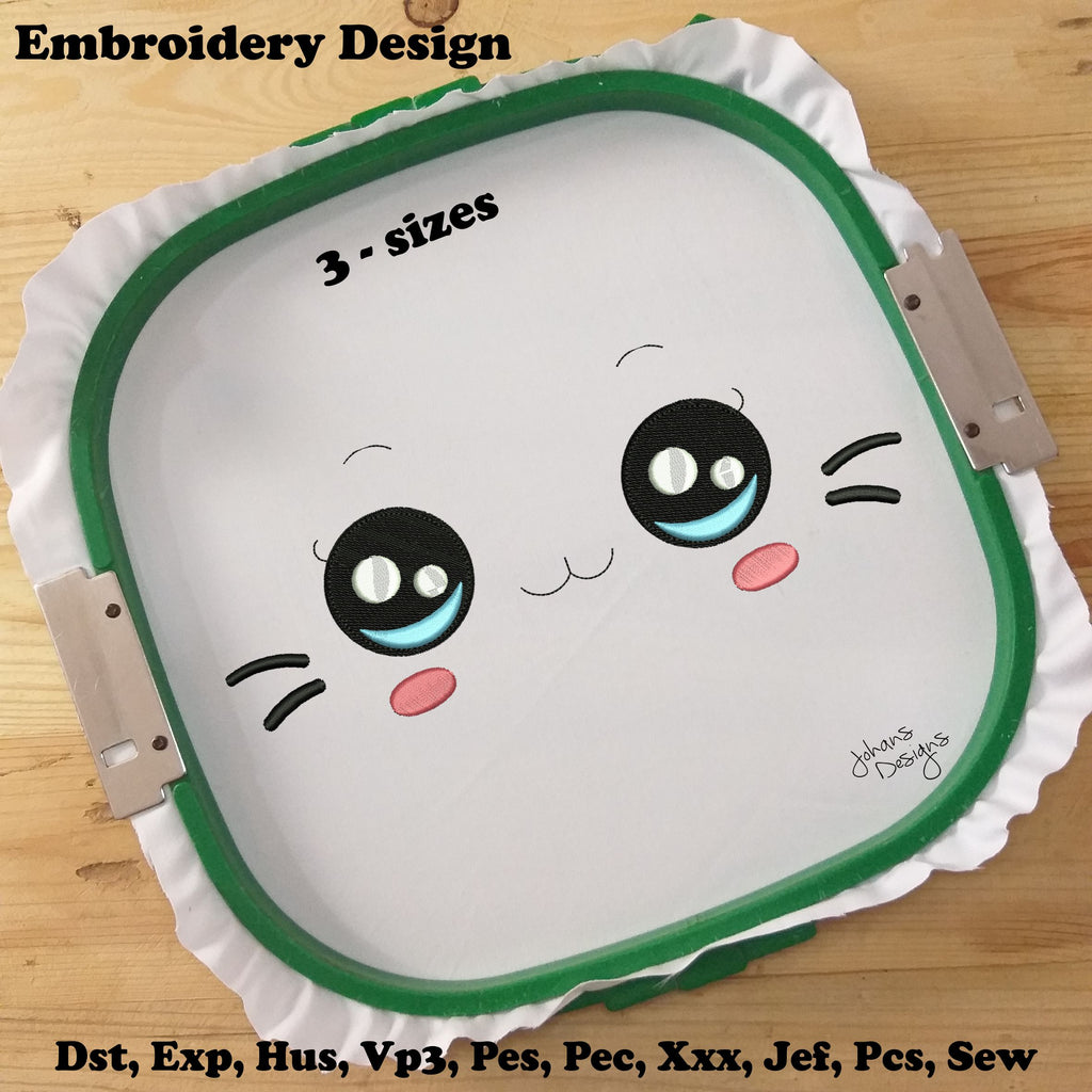 Cute Cat Doll Eyes - Embroidery Design