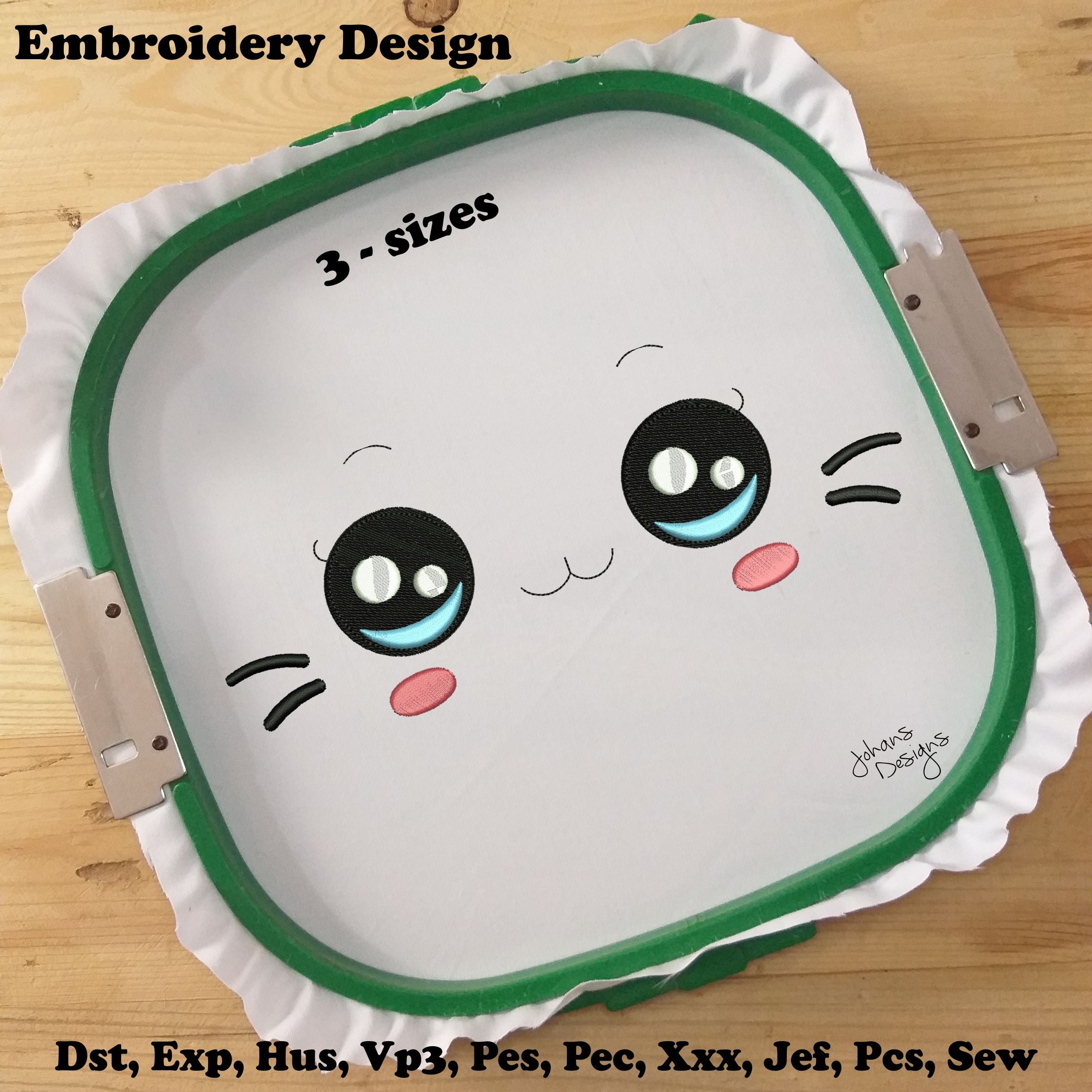 Cute Cat Doll Eyes - Embroidery Design