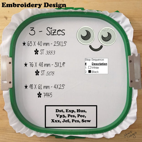 Cute Doll Face Avocado Eyes - Embroidery Design