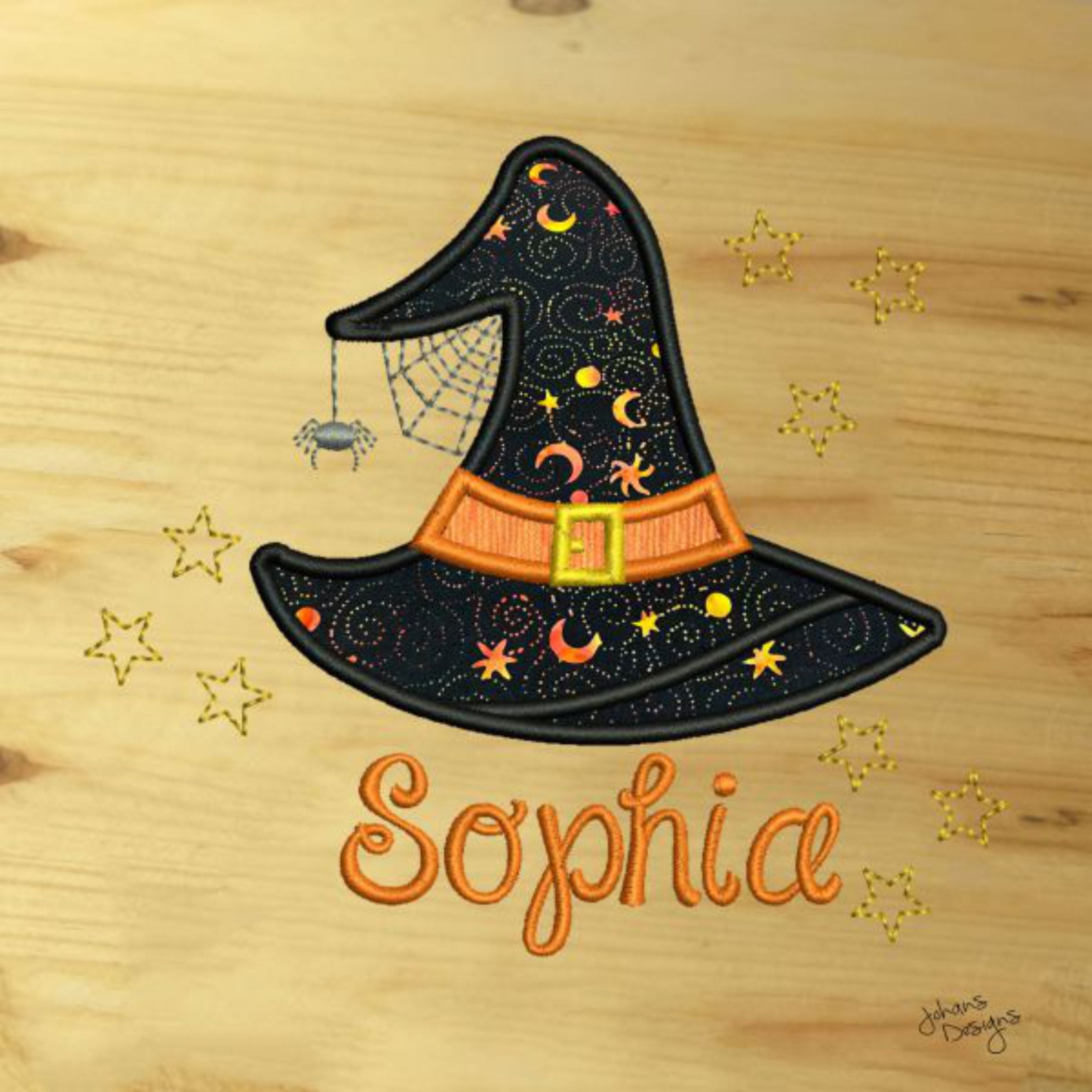 Applique Cute Witch Hat + Name - Embroidery Designs