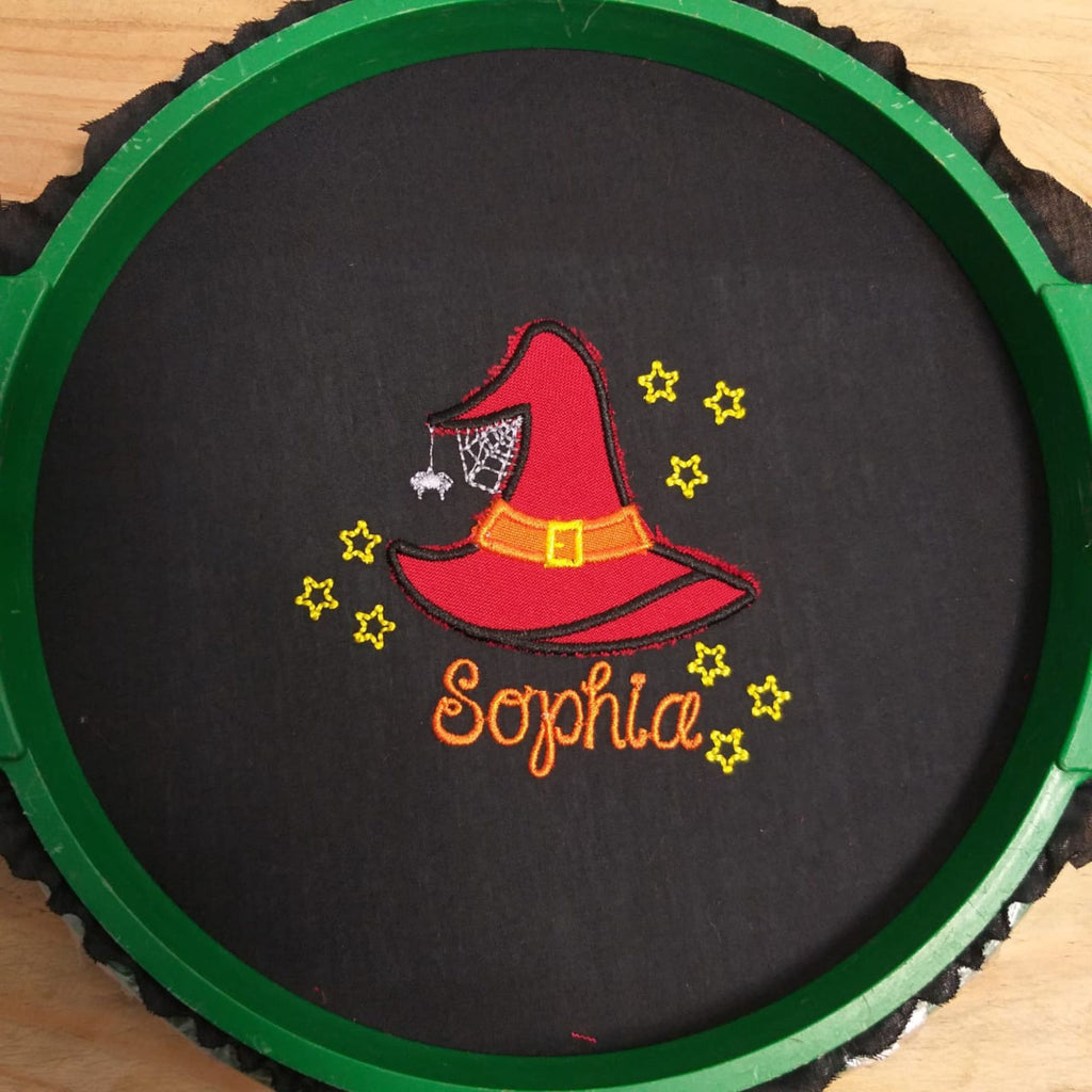 Applique Cute Witch Hat + Name - Embroidery Designs