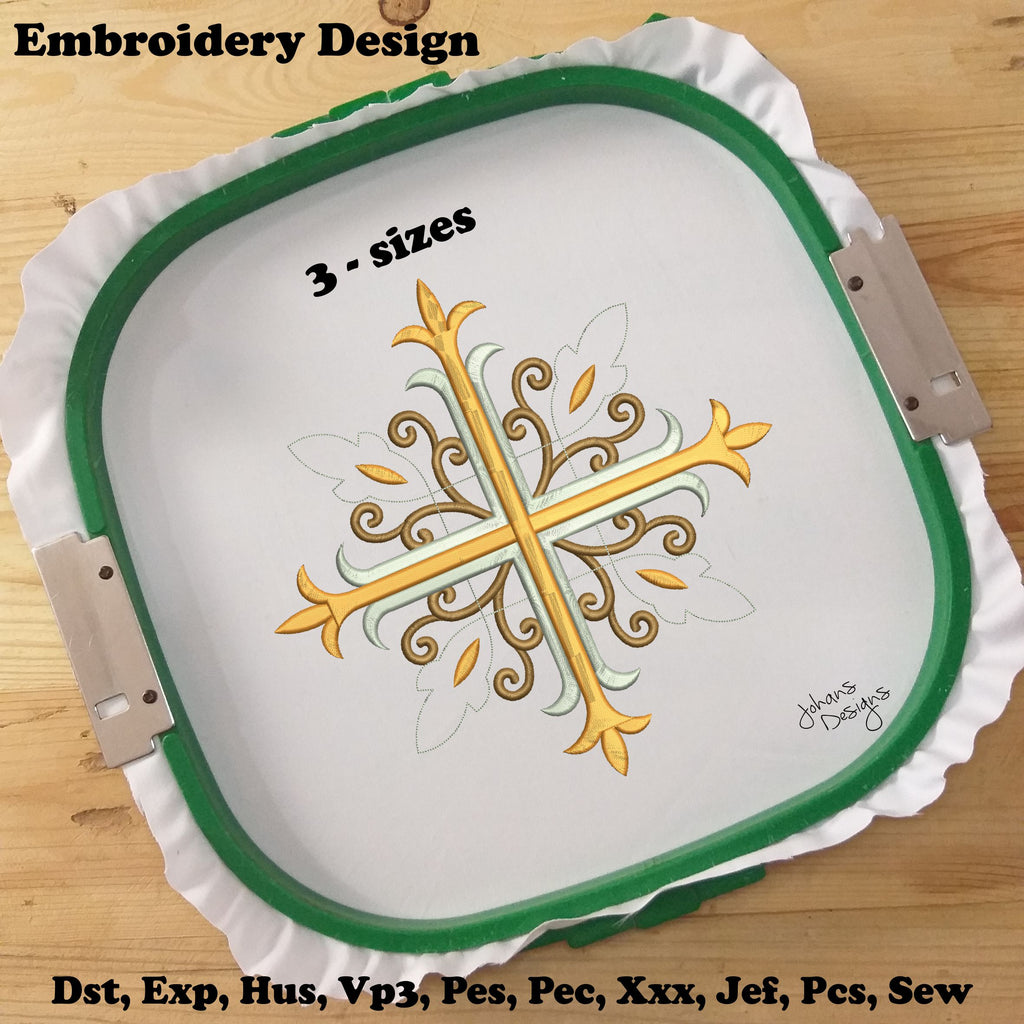 Cruz Religiosa Decorativa - Diseño de Bordado
