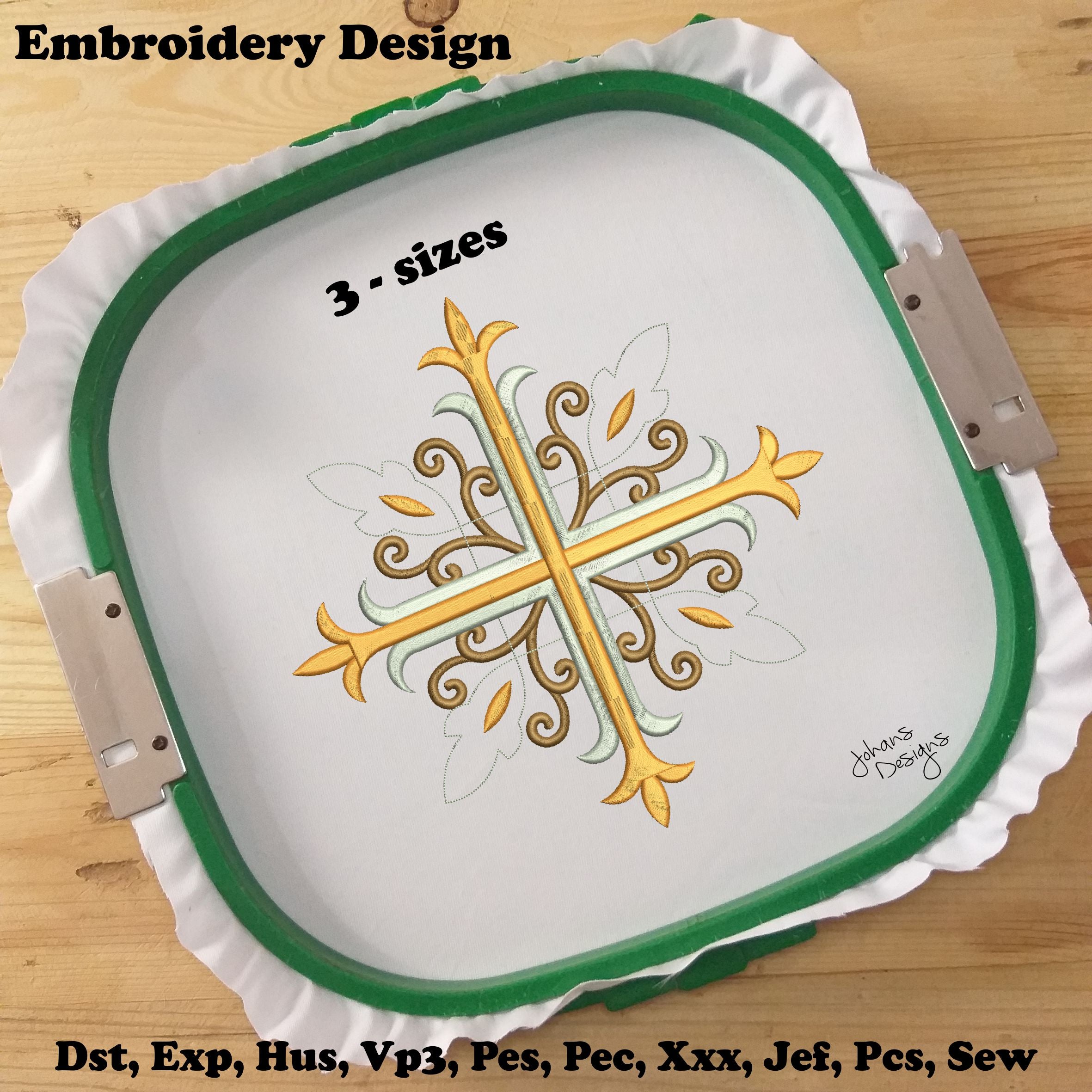 Cruz Religiosa Decorativa - Diseño de Bordado