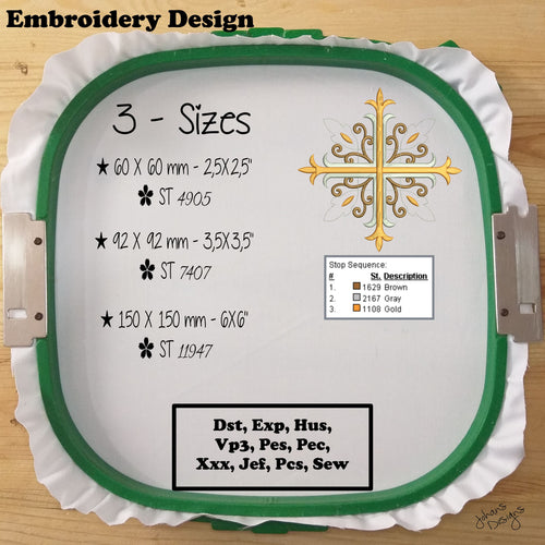 Decorative Religious Cross - Embroidery Design