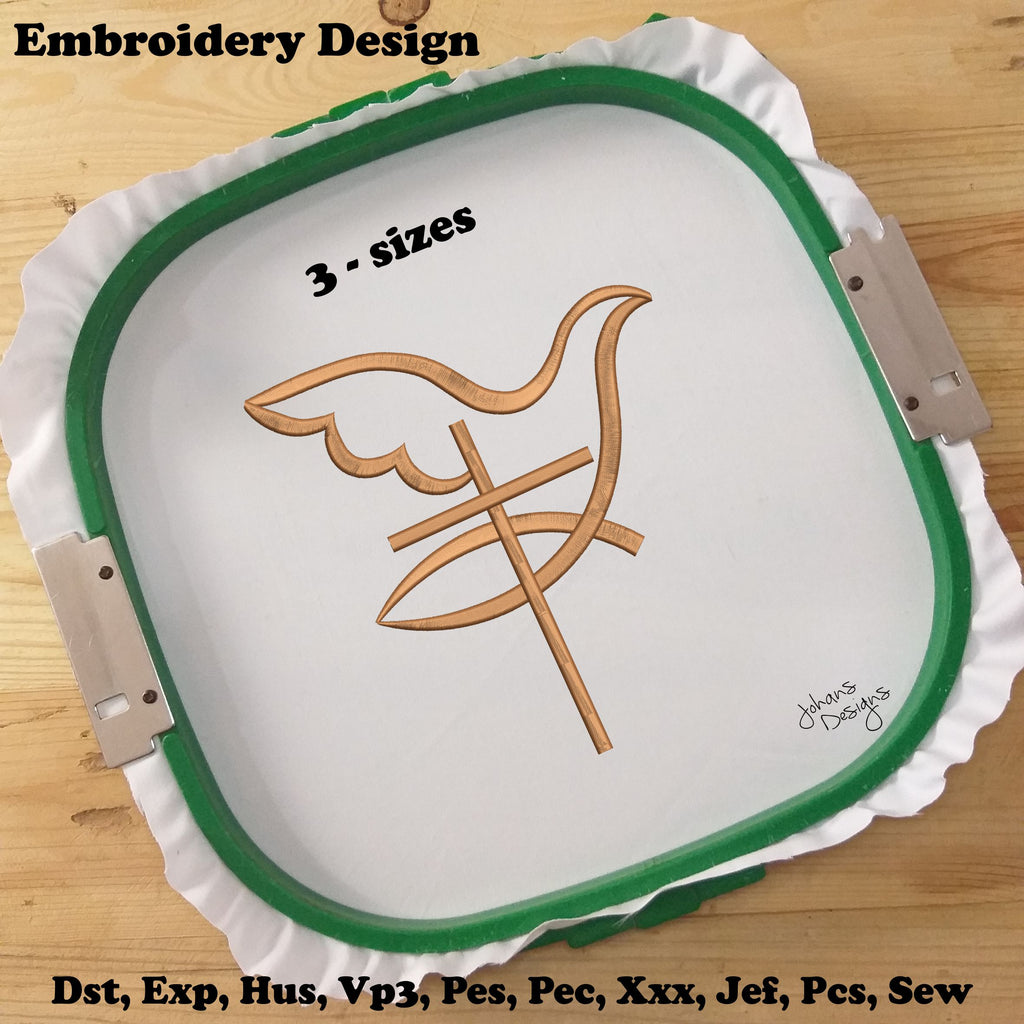 Dove Cross Religious Machine Embroidery Design