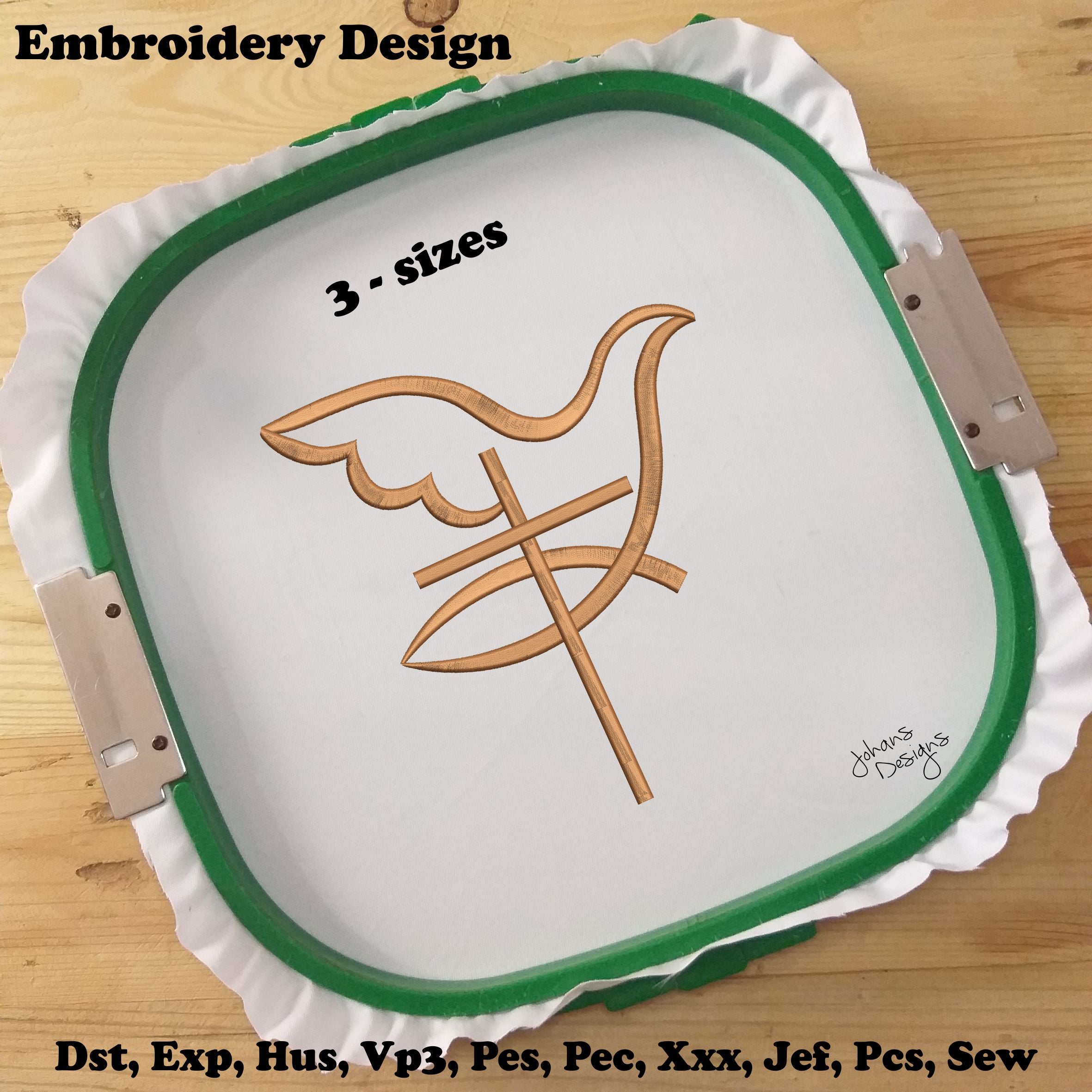 Dove Cross Religious Machine Embroidery Design