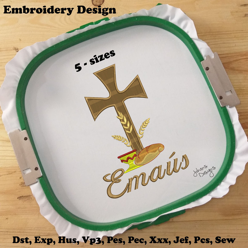 Emaus Religious Cross - Machine Embroidery Design