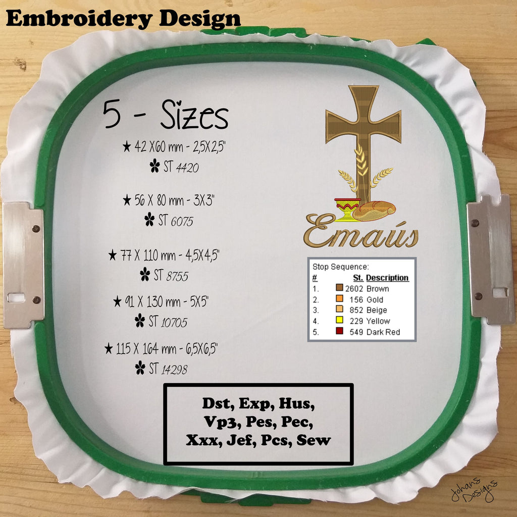 Emaus Religious Cross - Machine Embroidery Design