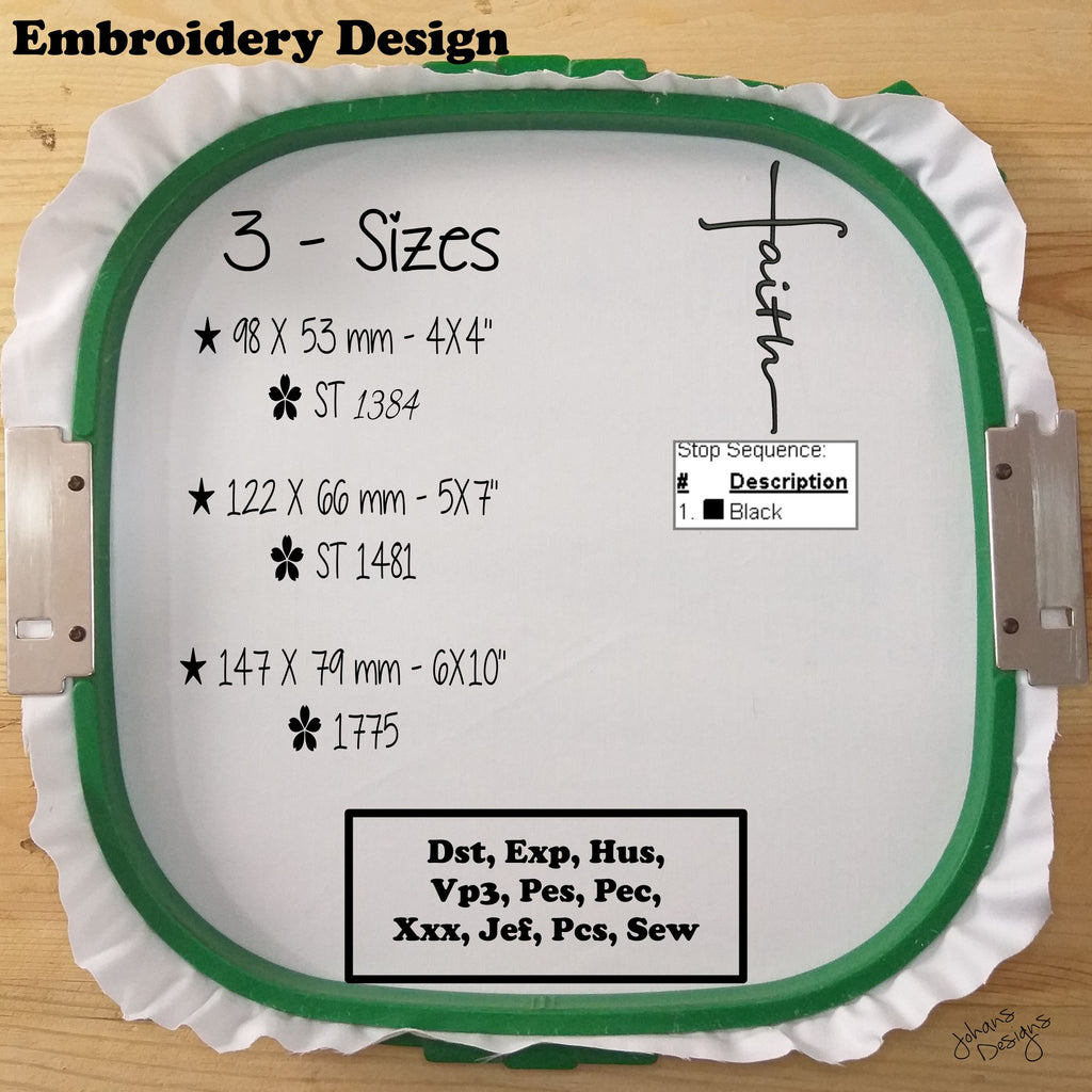 Faith text in vertical - Machine Embroidery Design
