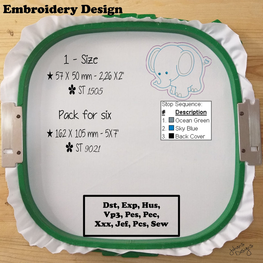 Felt Little Elephant - Machine Embroidery Design