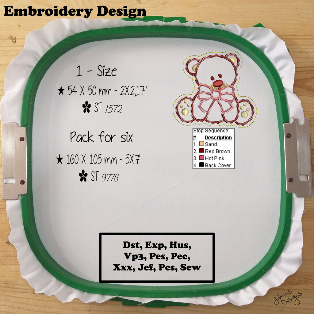 Felt Teddy Bear - Machine Embroidery Design