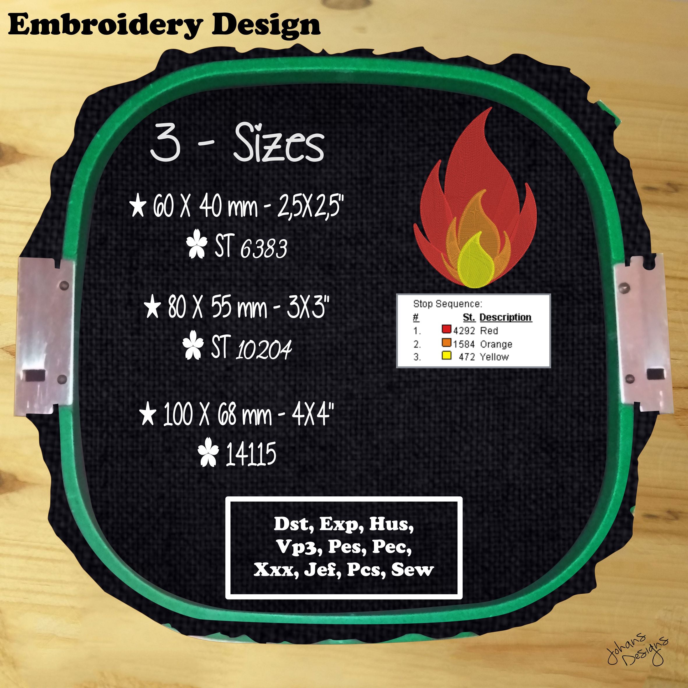 Flame - campfire - Machine Embroidery Design