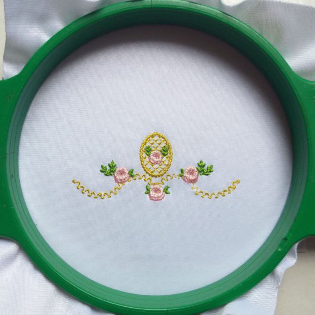 Flowers and Decorative Ellipse Frame - Machine Embroidery Design