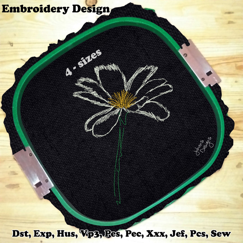 Glass Daisy Flower - Embroidery Design