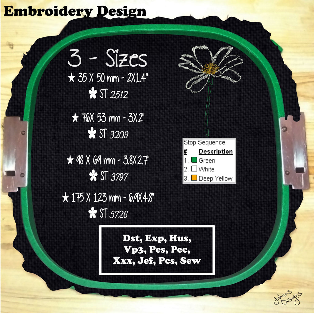 Glass Daisy Flower - Embroidery Design