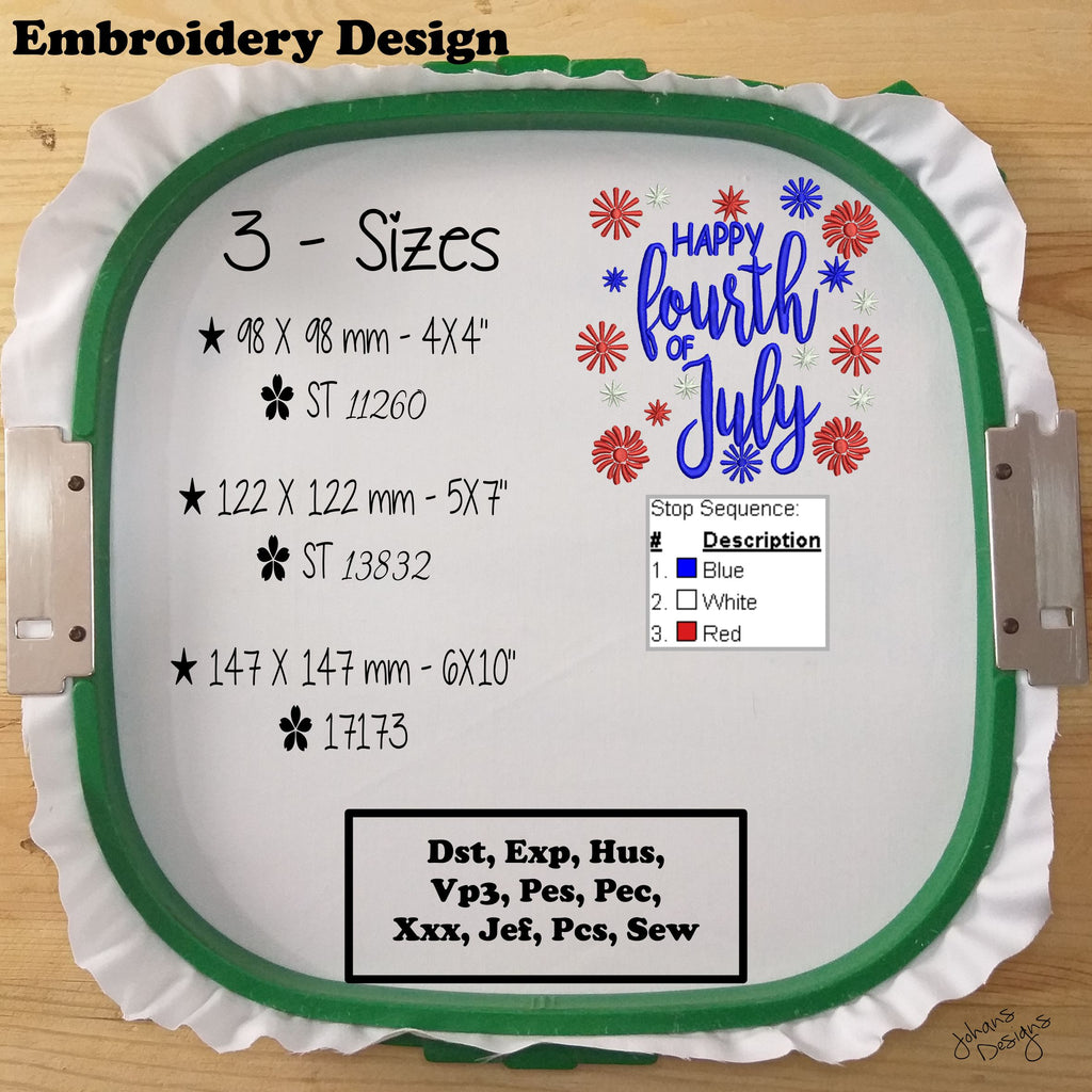 Happy Fourth of July - Embroidery Design