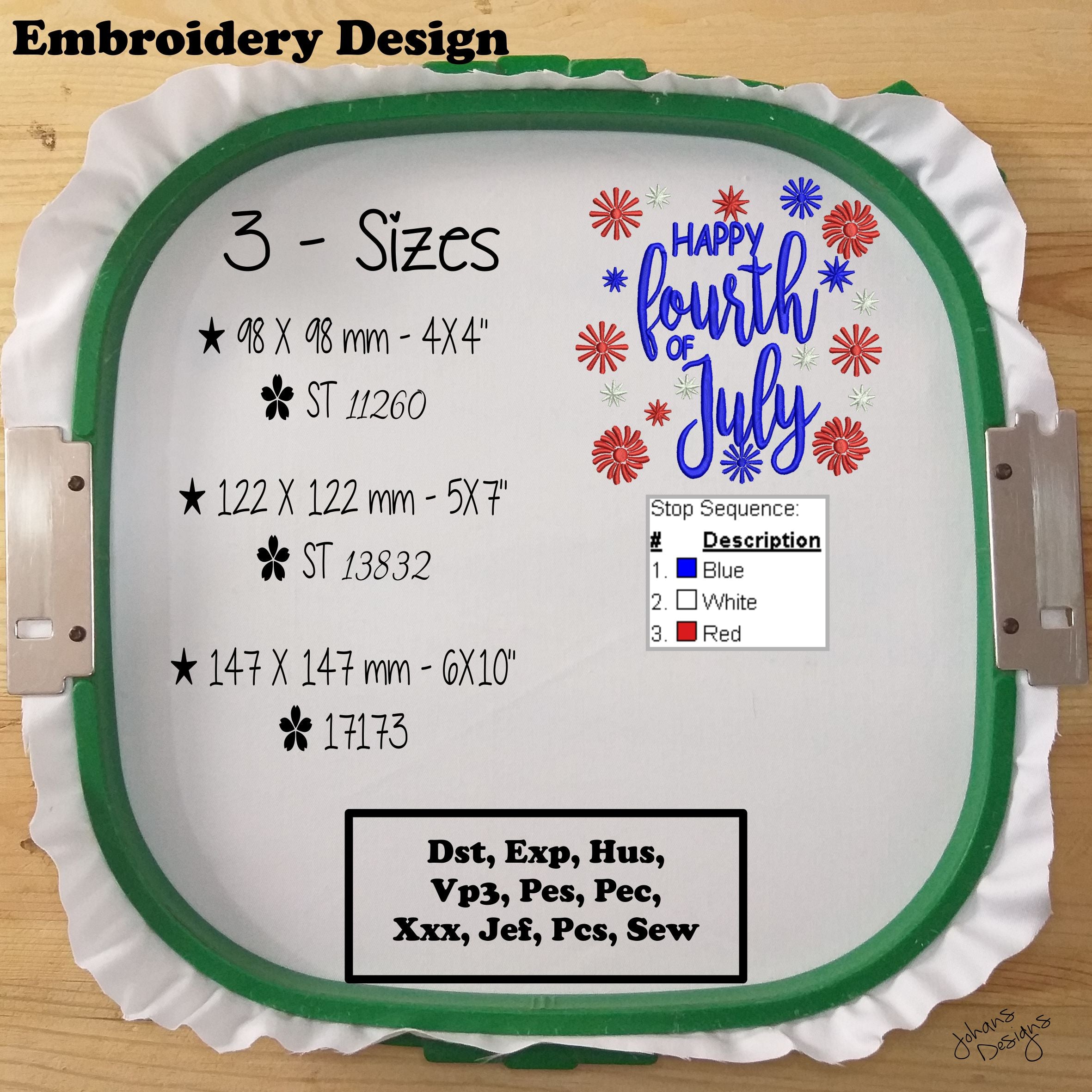Happy Fourth of July - Embroidery Design