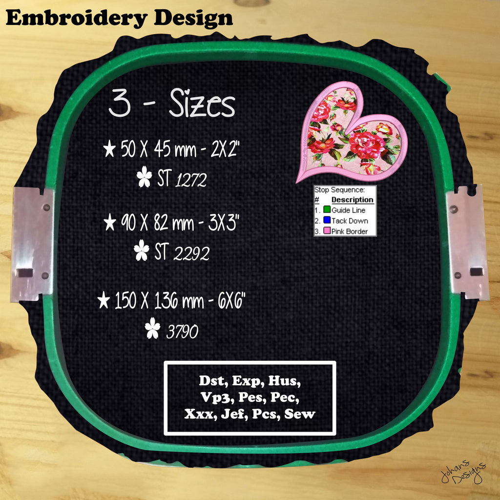 Heart Applique - Machine Embroidery Design