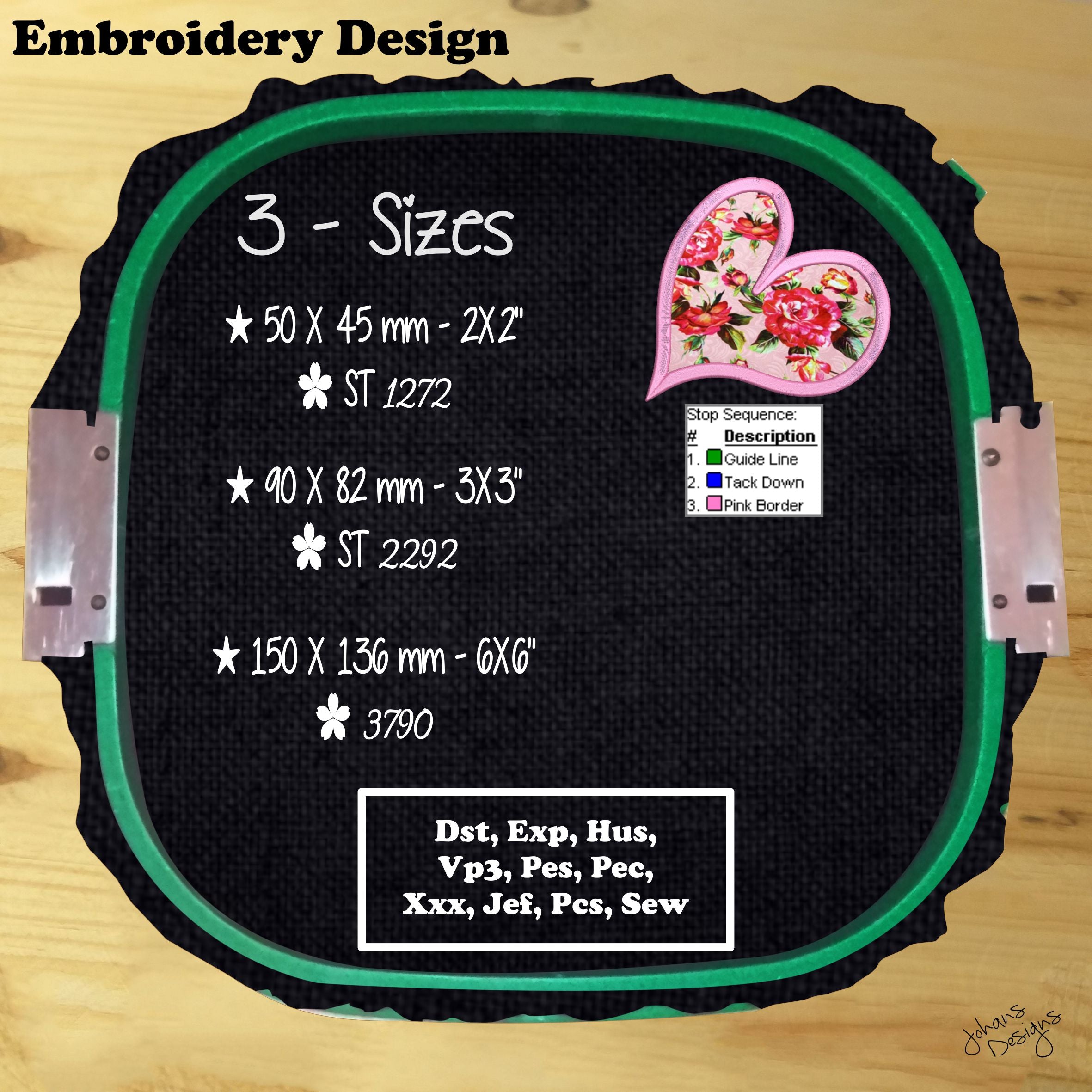 Heart Applique - Machine Embroidery Design