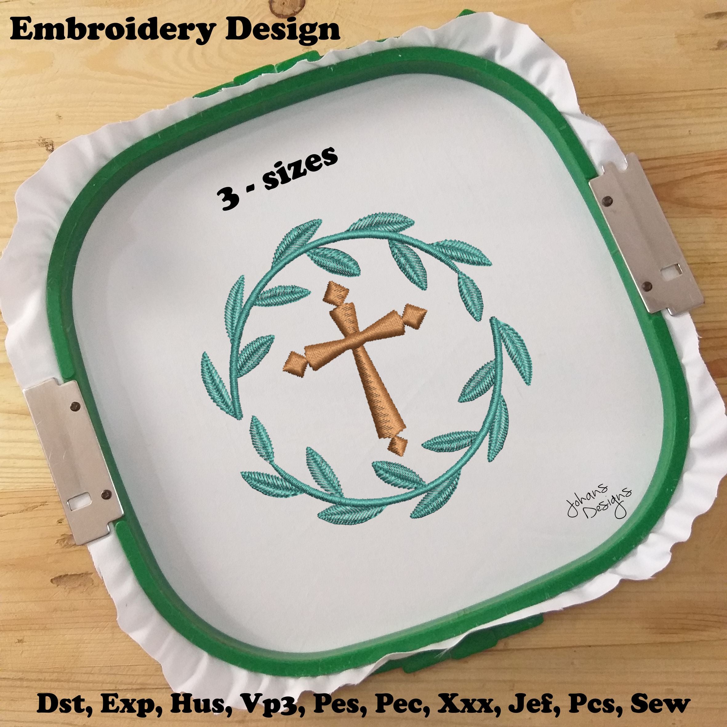 Cross with Wreath - Embroidery Design