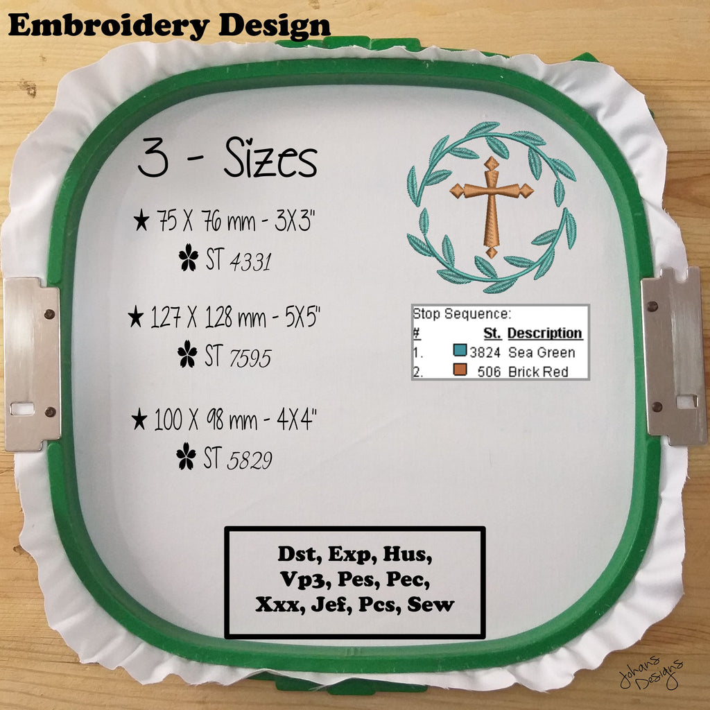 Cross with Wreath - Embroidery Design