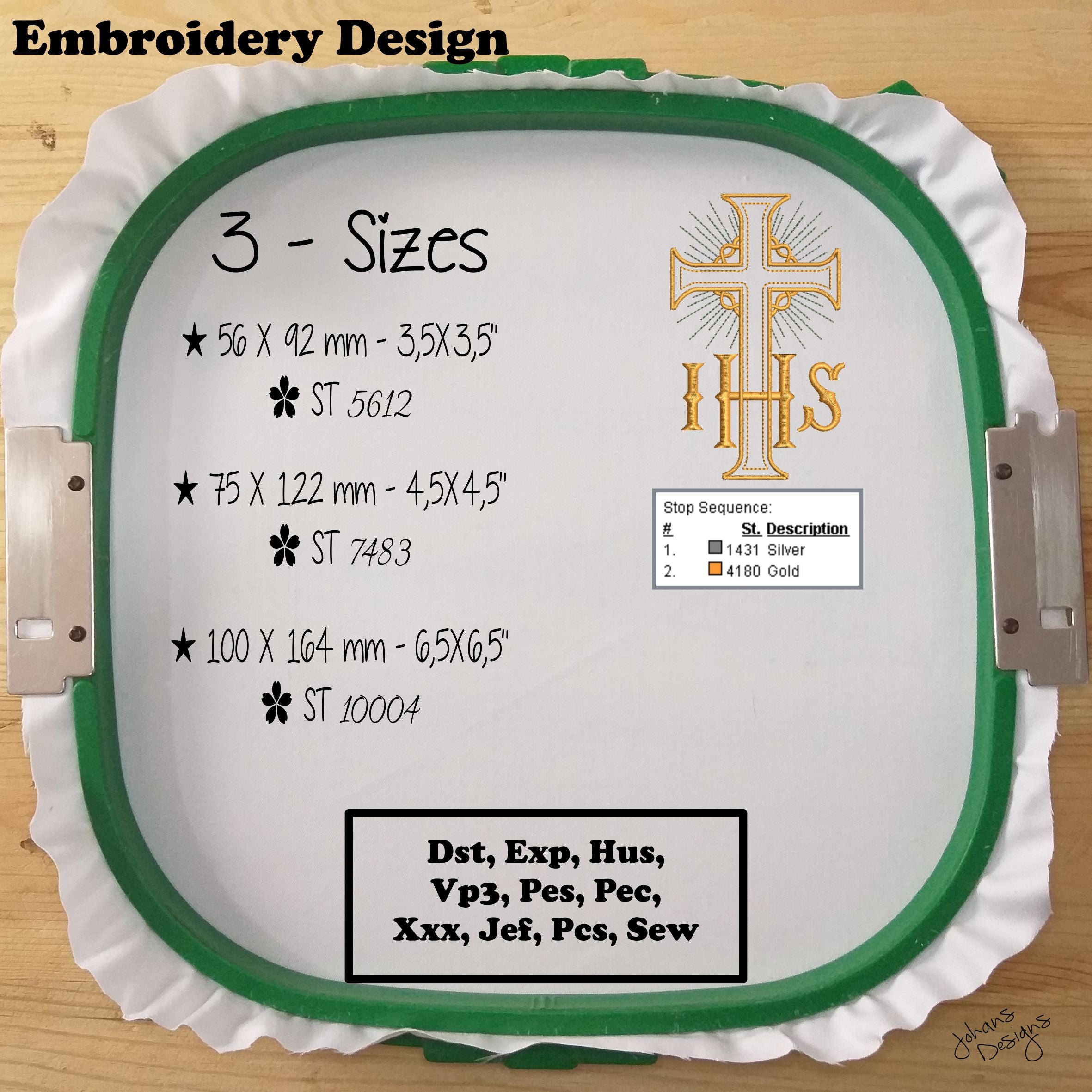 Cruz IHS - Diseño de bordado