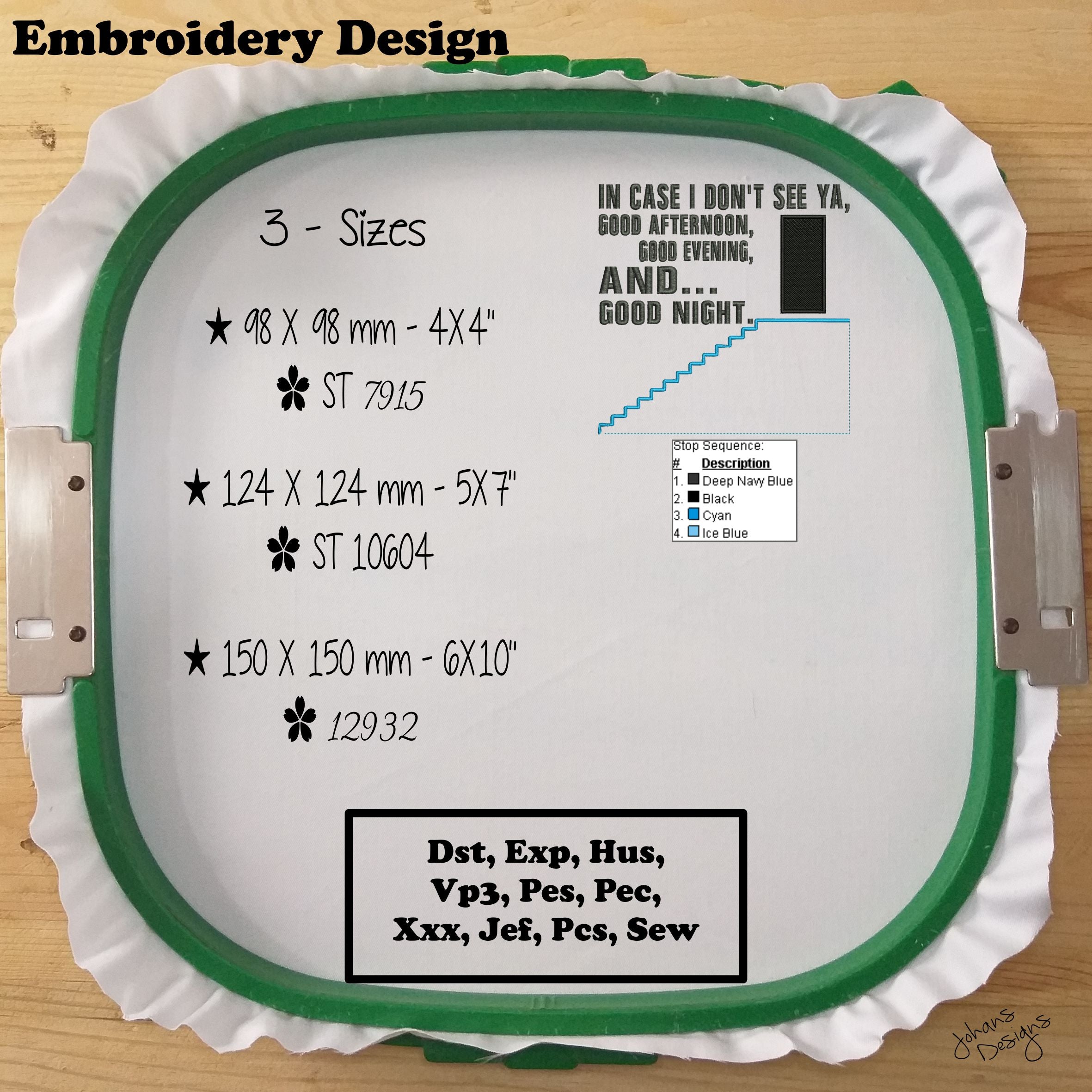 En caso de que no te vea, buenos días, buenas tardes y buenas noches - DISEÑO de bordado a máquina