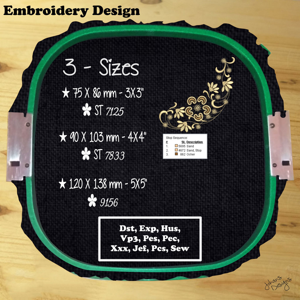 Jazmin Decorative Flower - Machine Embroidery Design