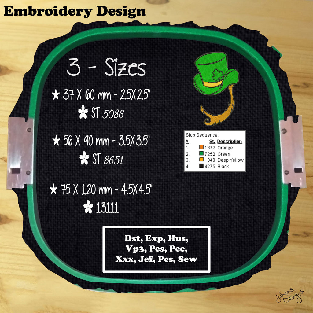 Leprechaun with a Green Hat - Machine Embroidery Design