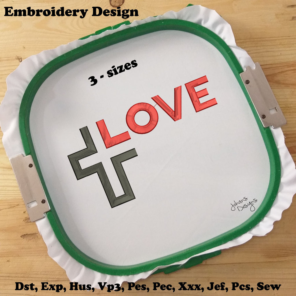 Cruz Cristiana de Amor - Diseño de Bordado a Máquina