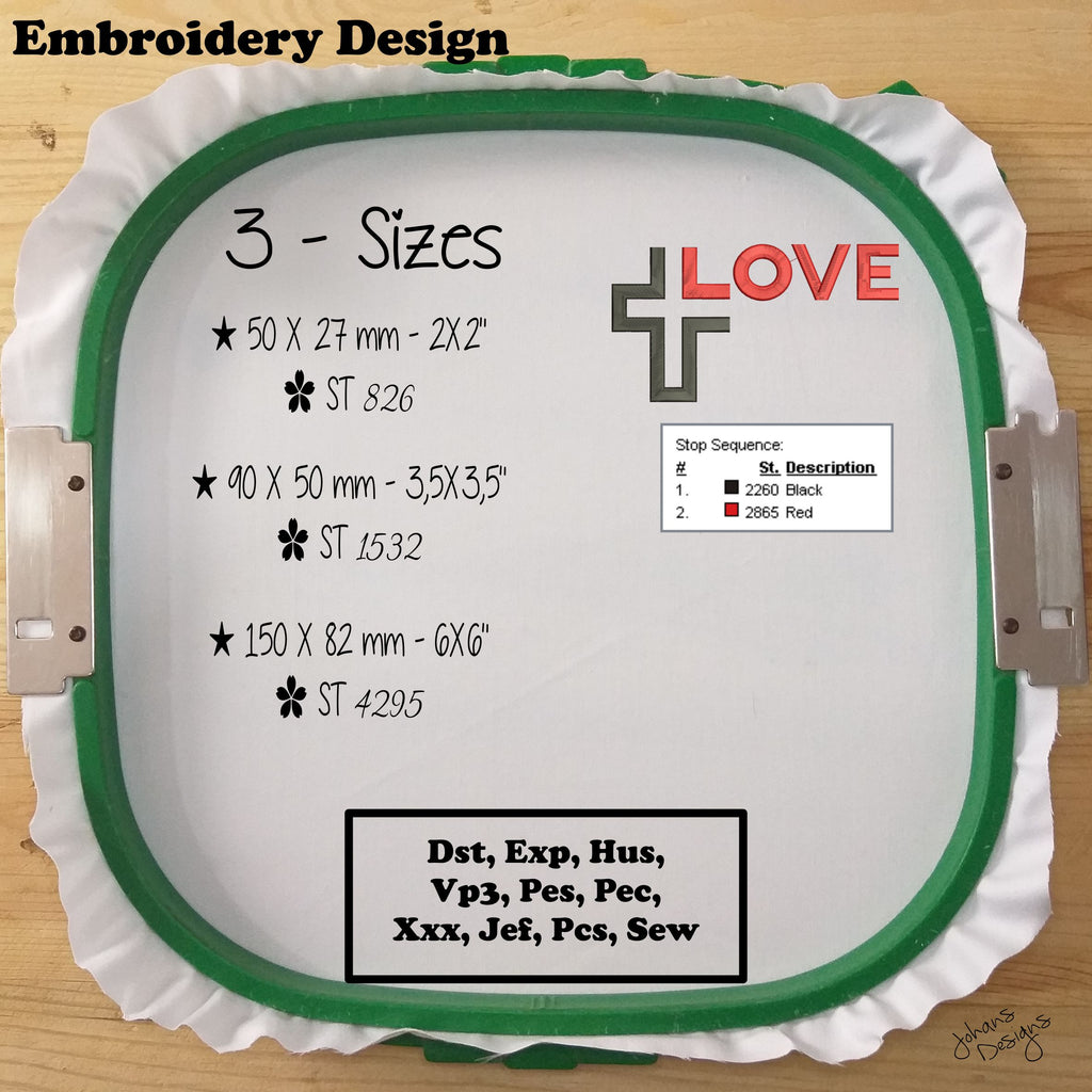 Cruz Cristiana de Amor - Diseño de Bordado a Máquina