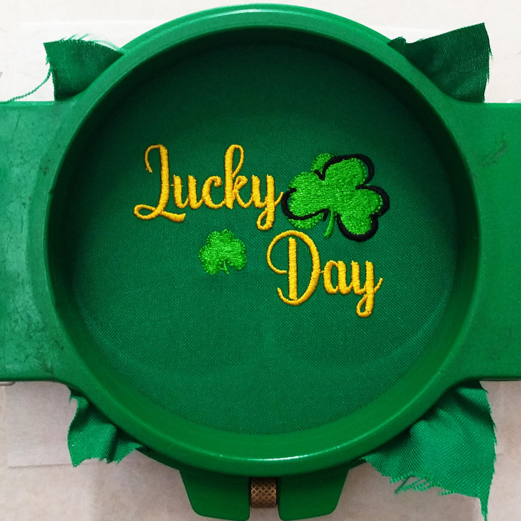 Lucky Day Orange Text with Clovers - Machine Embroidery Design