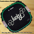 Lucky Green Text with Clovers - Machine Embroidery Design