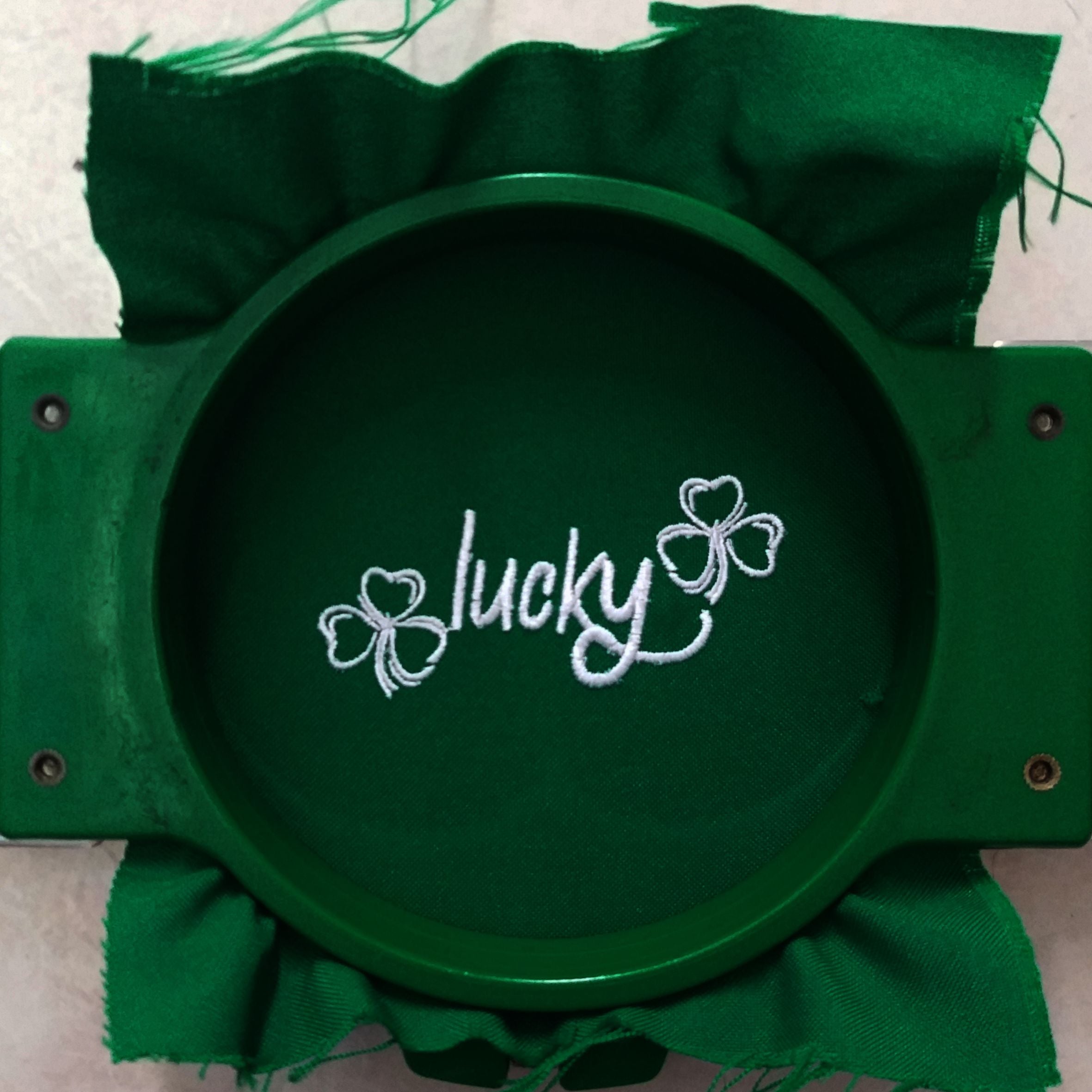 Lucky Green Text with Clovers - Machine Embroidery Design